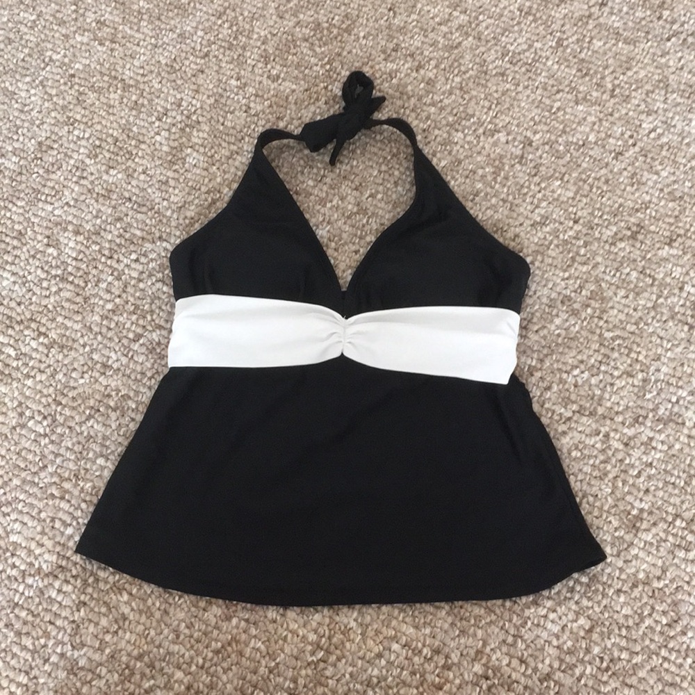 Merona Black and White Tankini Top